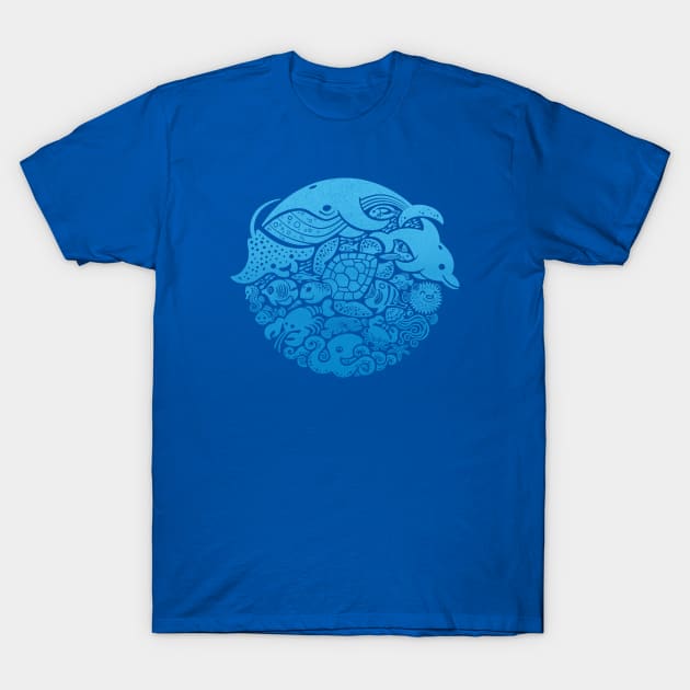 Aquatic Blues T-Shirt by Waynem